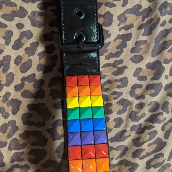 Rainbow Studded Belt (sz. Small 32") - Picture 2 of 6
